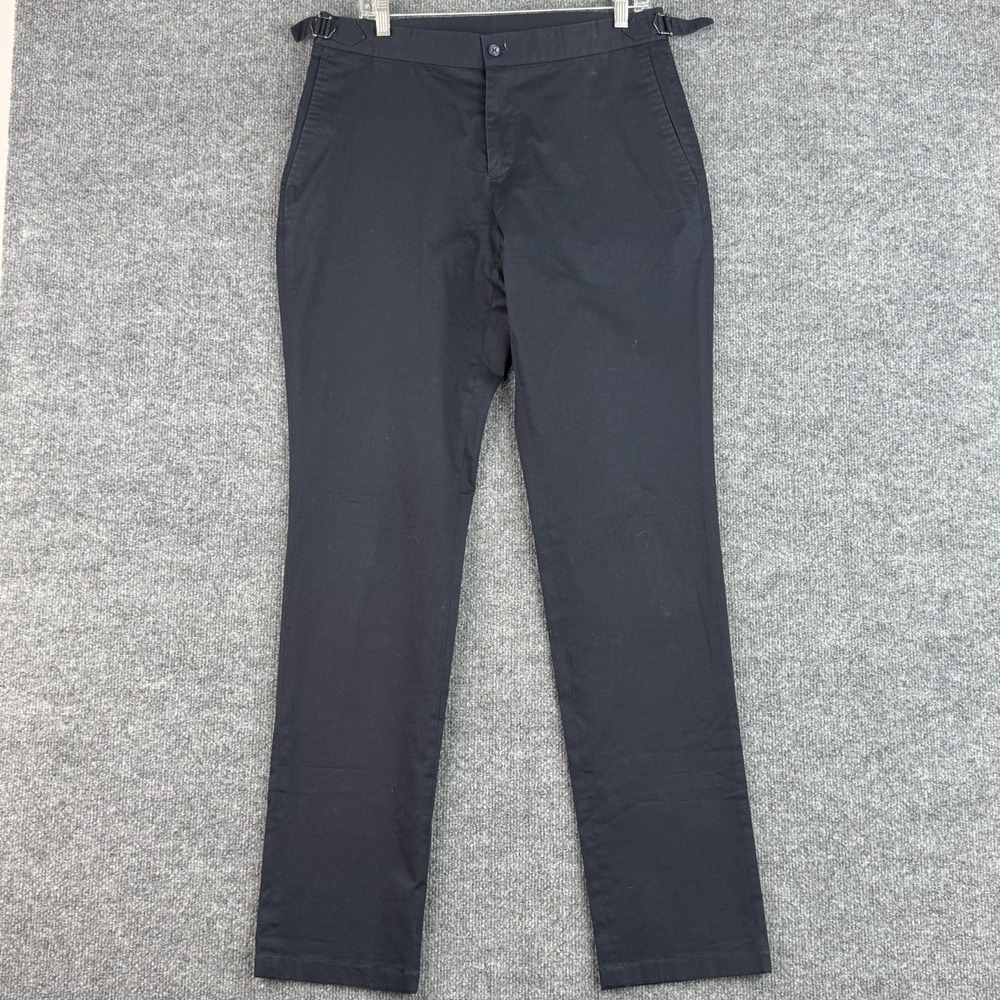 Enzo Chino Pants Mens 36x34 Navy Cotton Stretch Side Adjuster Tab Casual